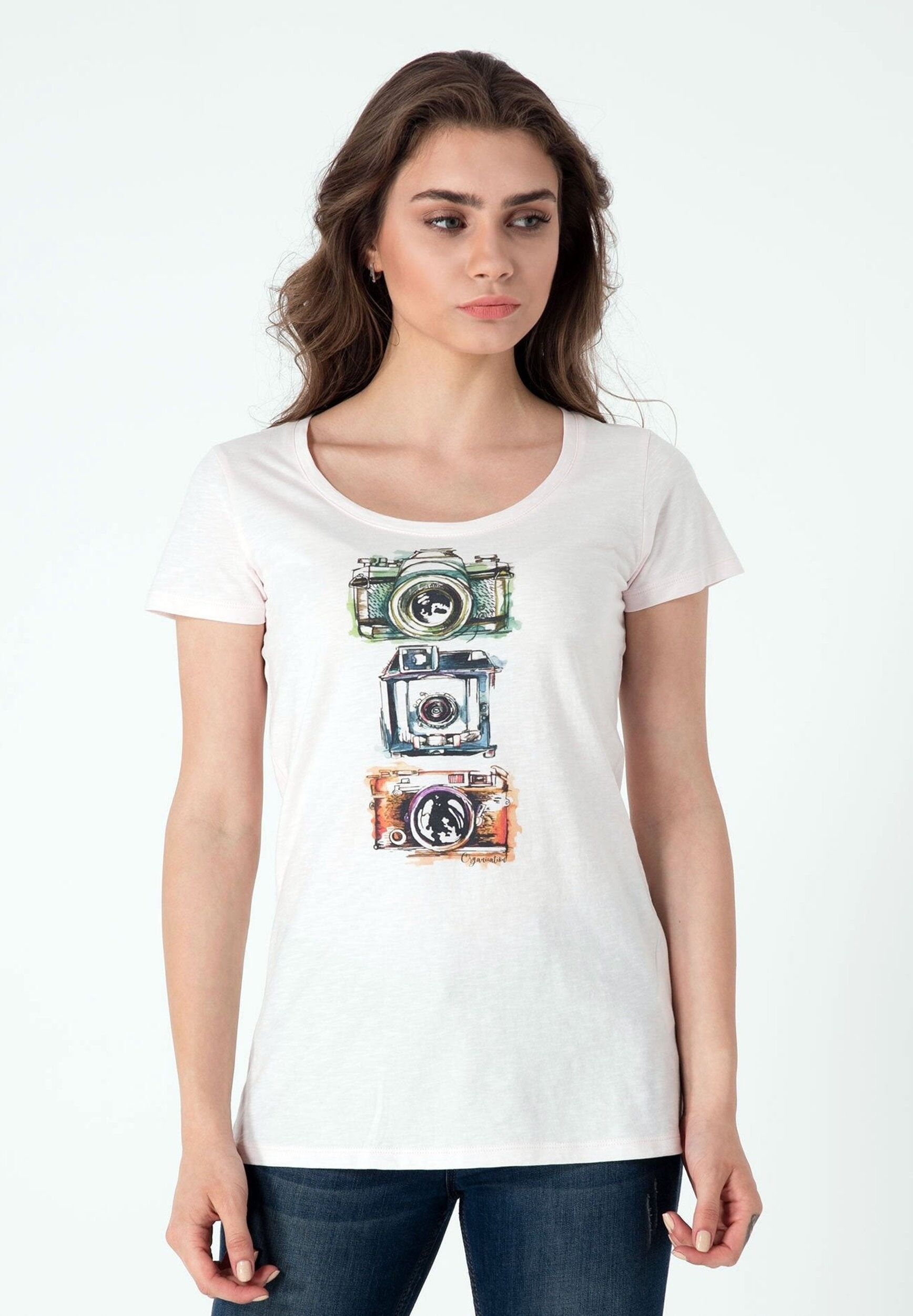T-shirt con stampa fotocamera realizzata in cotone biologico al 100%.