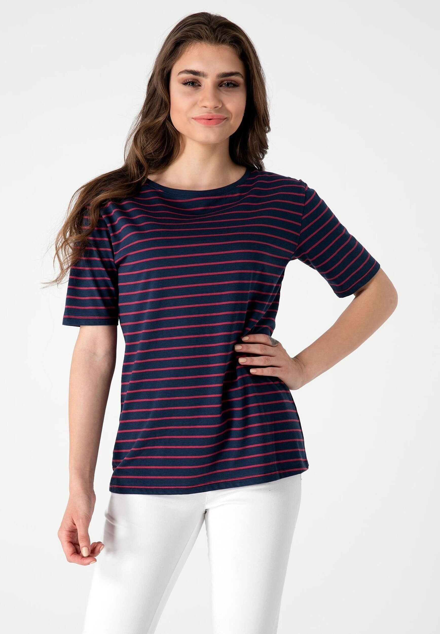 T-shirt a righe girocollo a mezza manica in cotone biologico