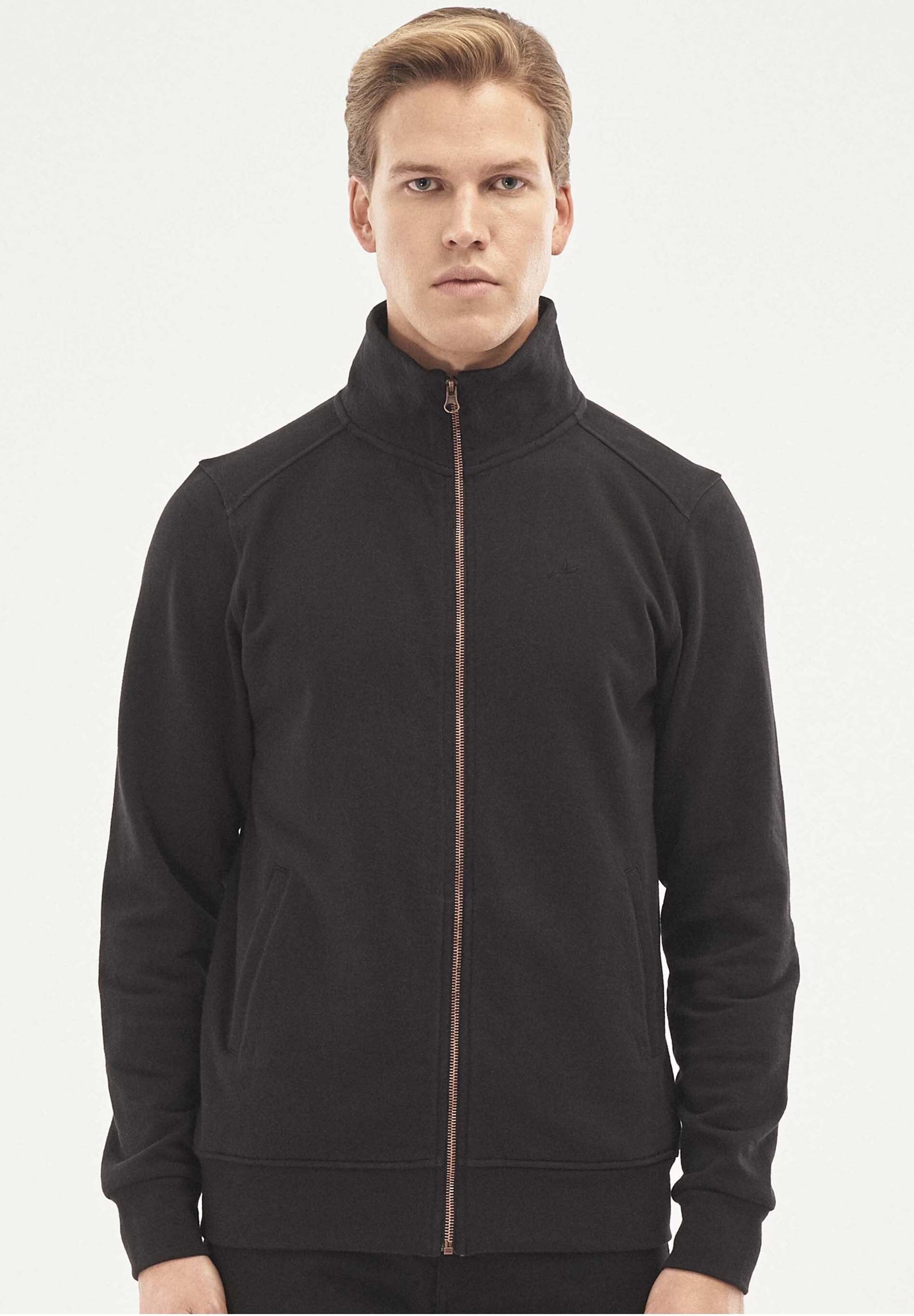 Giacca in felpa di cotone biologico con colletto rialzato