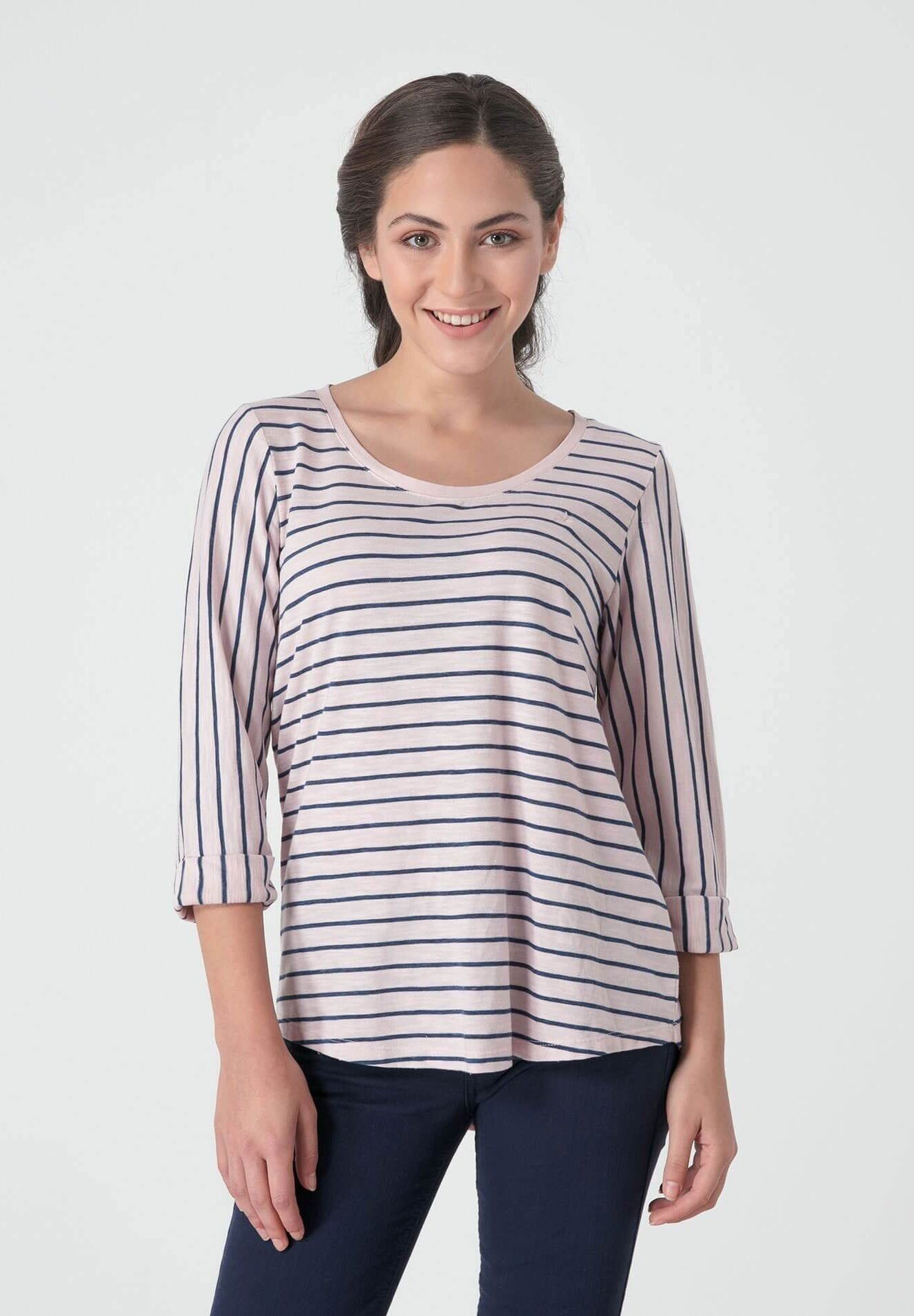 Camicia a maniche lunghe a righe realizzata in cotone biologico