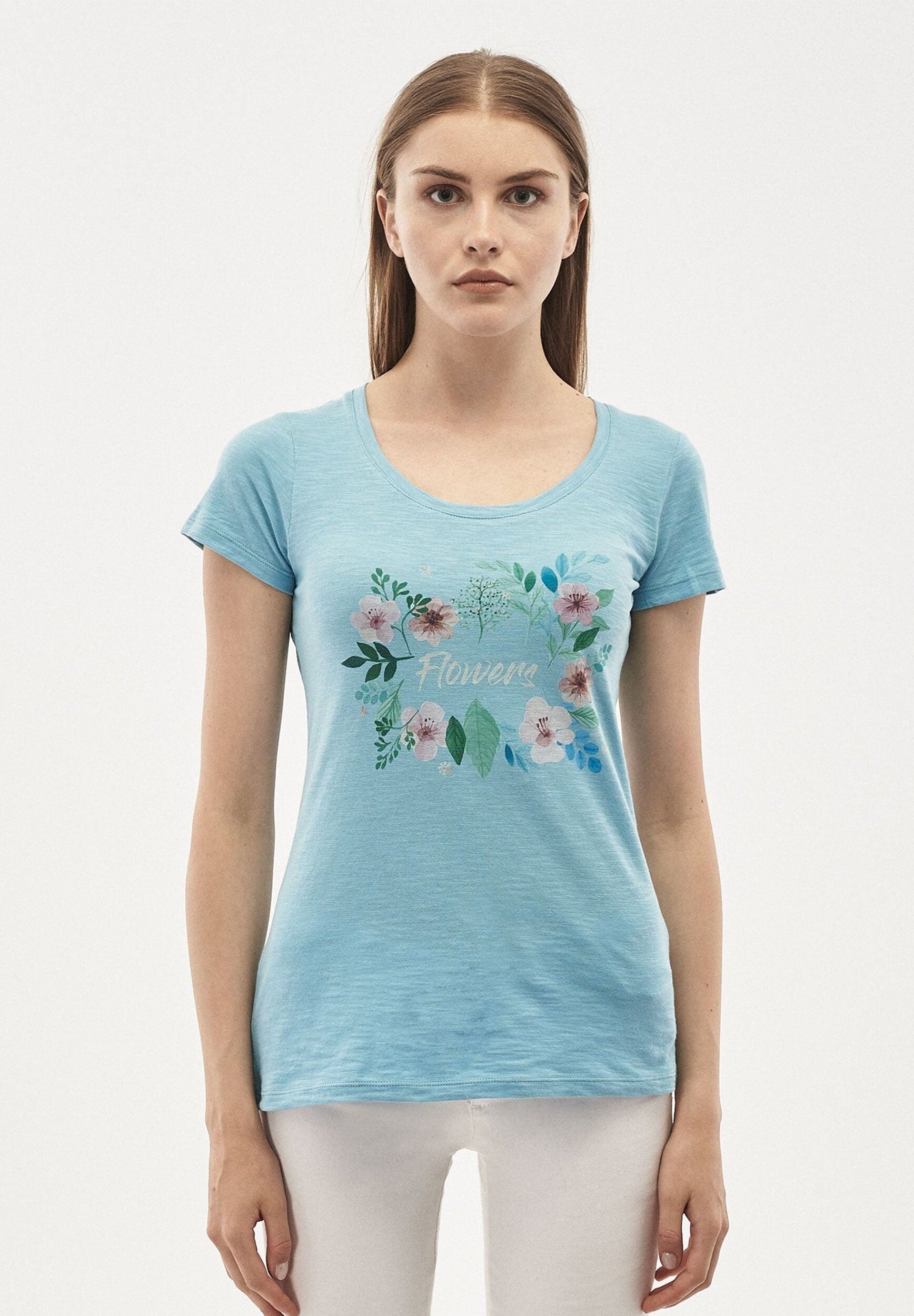 T-shirt in cotone biologico con stampa floreale