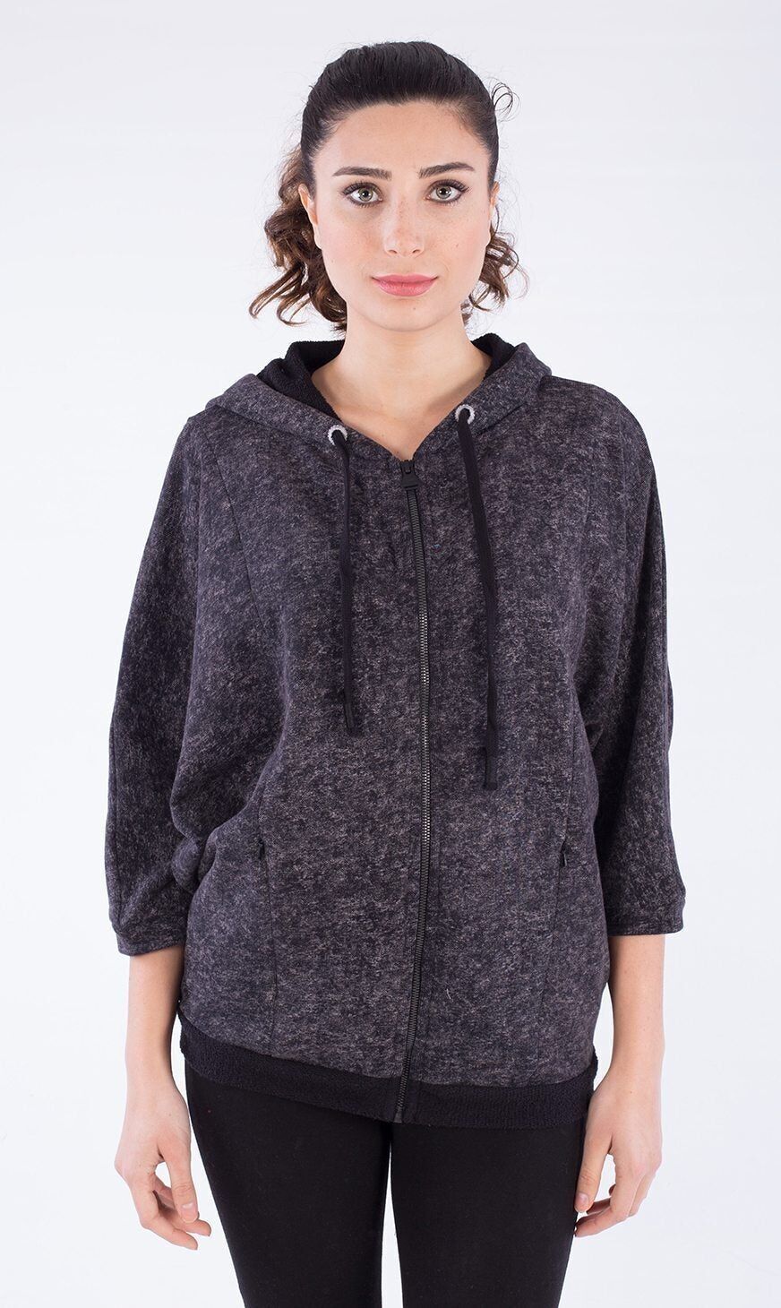 Poncho con cerniera in cotone biologico