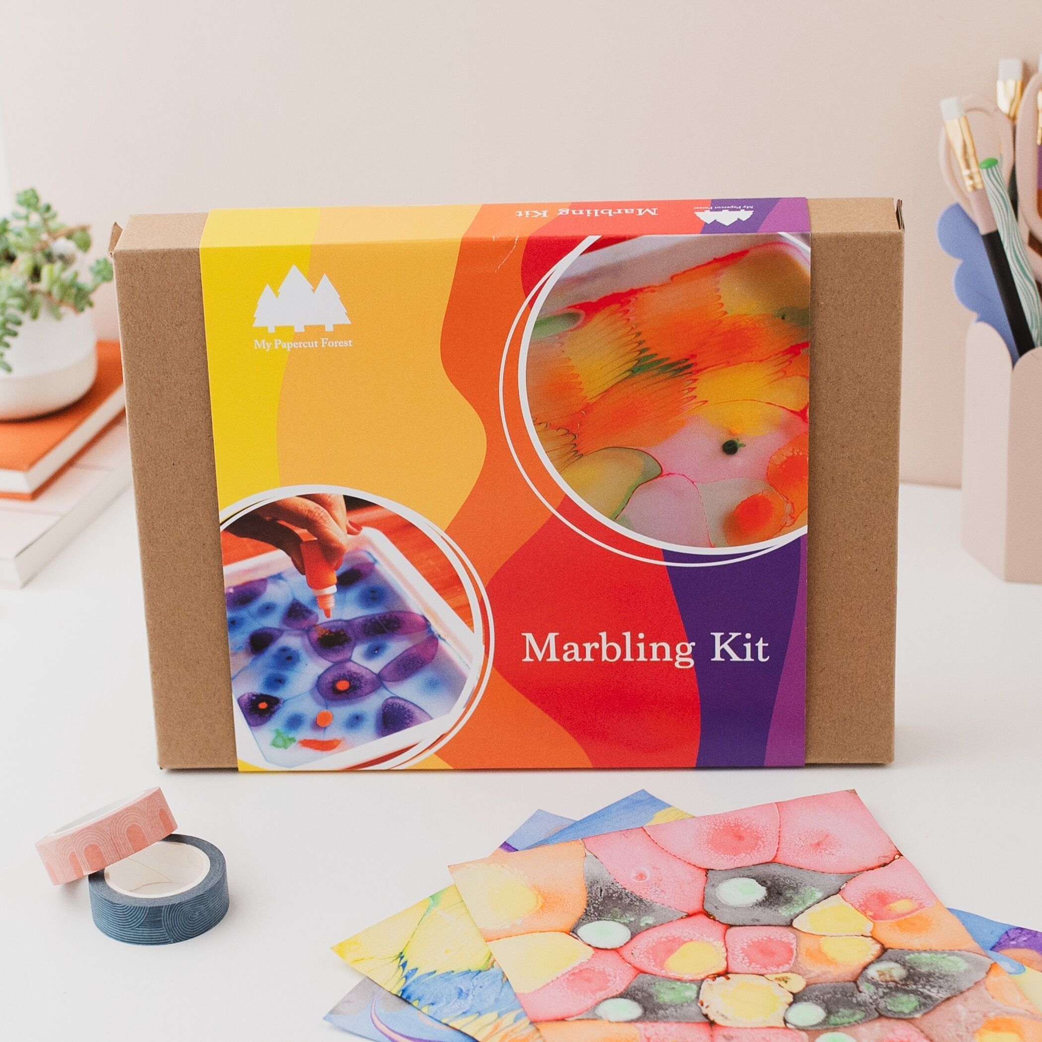 Marbling paint art Kit, DIY print your own marble art, printing DIY craft kit