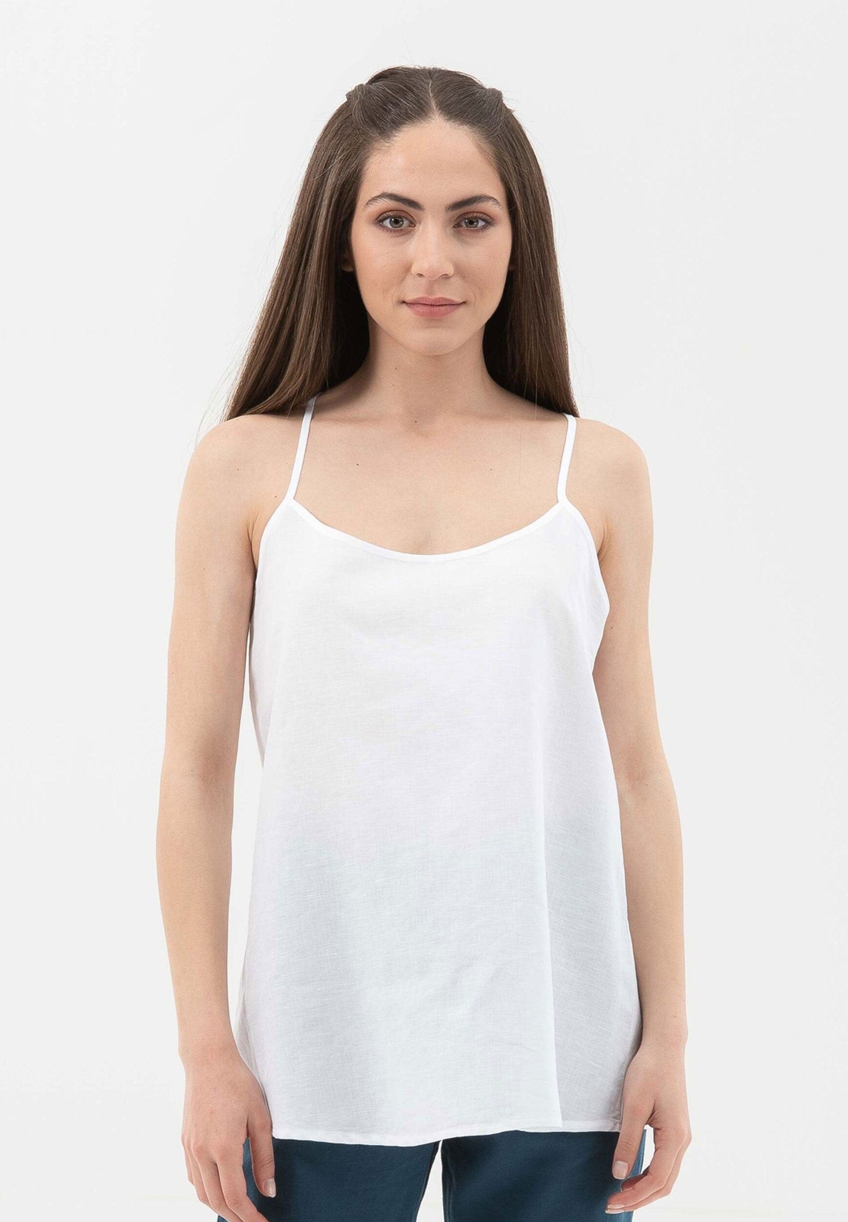 Top con spalline sottili realizzato in lino con cotone biologico