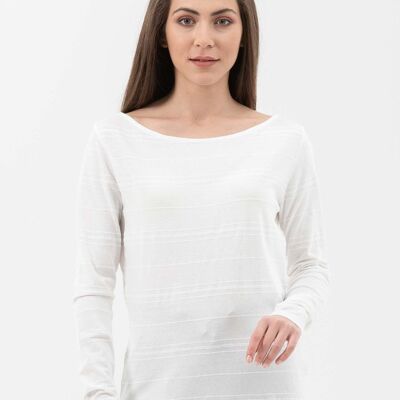Long-sleeved shirt made of organic cotton with boat neck