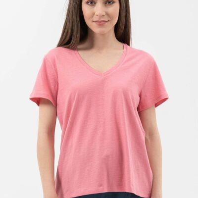 Basic T-shirt made of organic cotton with V-neck