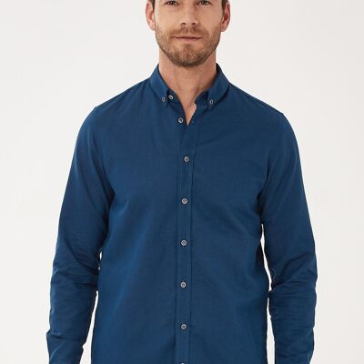 Long-sleeved shirt made of linen with organic cotton