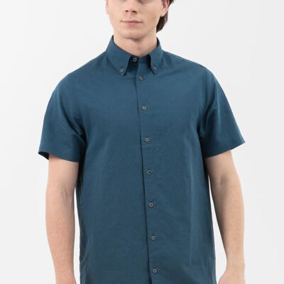 Short-sleeved shirt made of linen with organic cotton