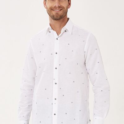 Long-sleeved shirt made of linen with organic cotton