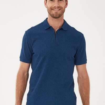 Organic cotton polo shirt with zip