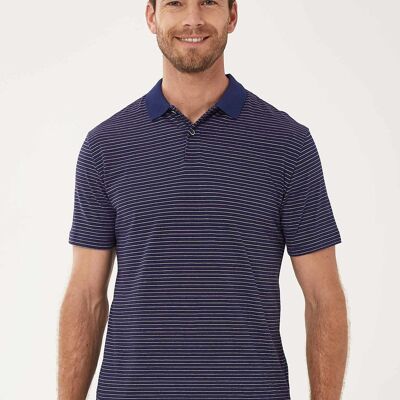 Polo confeccionado en algodón orgánico con estampado de rayas