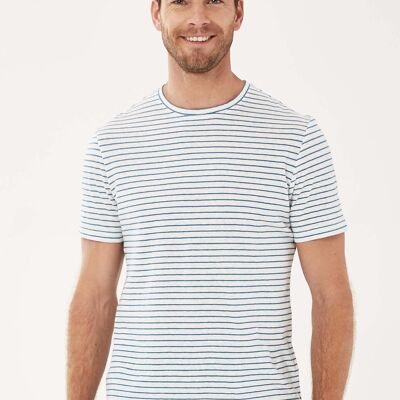 Striped T-shirt made of organic cotton with linen