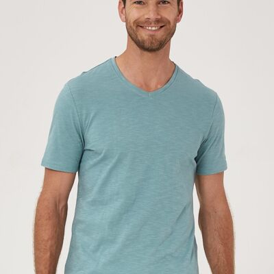 Camiseta básica de algodón orgánico con cuello en pico