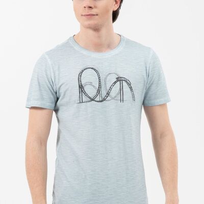 Camiseta teñida en prenda confeccionada en algodón orgánico con estampado