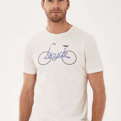 Camiseta de algodón orgánico con estampado de bicicletas