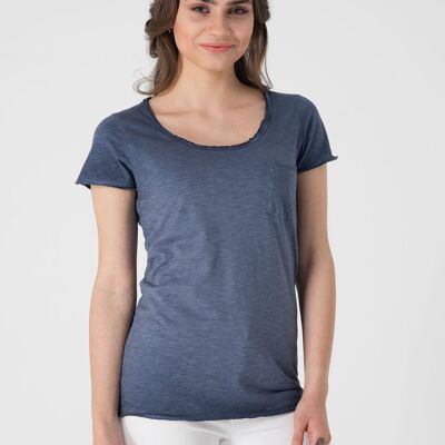 Camiseta de algodón orgánico sin rematar con bolsillo en el pecho