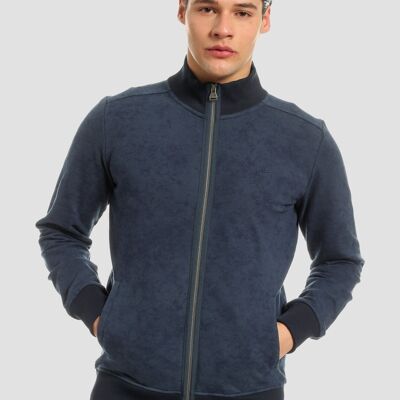 Sudadera confeccionada en algodón orgánico con cremallera y cuello alto