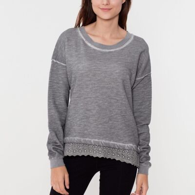 Sudadera bo de algodón teñida en frío