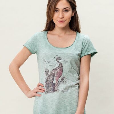 Camiseta confeccionada en algodón orgánico con efecto tinte pigmentado en frío