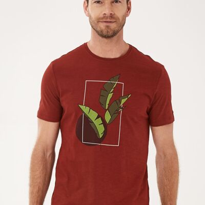Organic cotton T-shirt with leaf print
