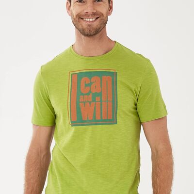 T-shirt in cotone biologico con stampa di scritte