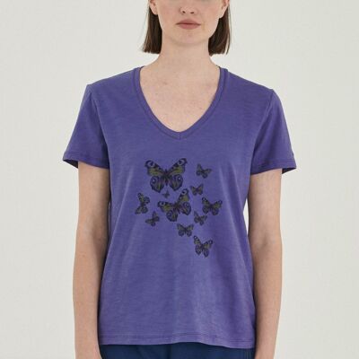T-shirt scollo a V in cotone biologico