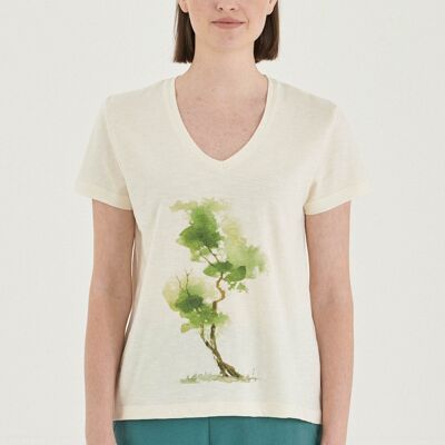 T-shirt scollo a V in cotone biologico