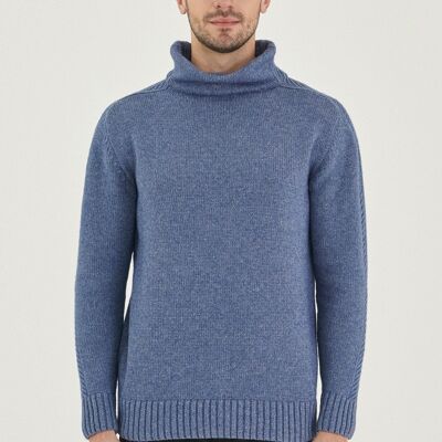 Maglione a collo alto realizzato in lana merino biologica e cotone biologico