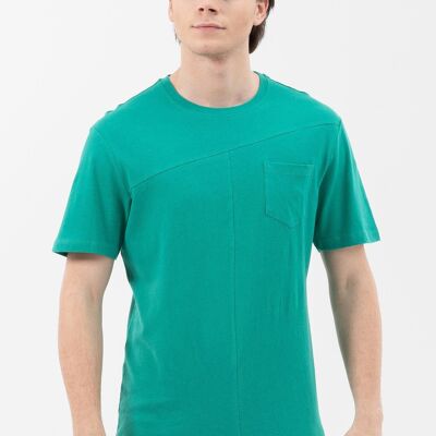 T-shirt in misto cotone-lino biologico con taschino sul petto