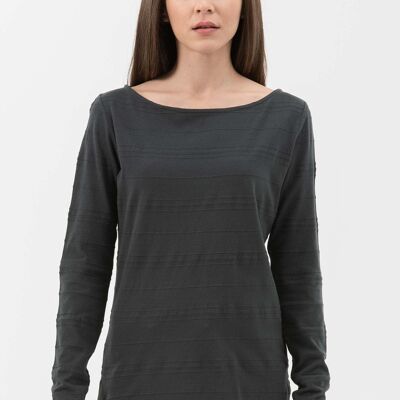 Maglia a maniche lunghe in cotone biologico con scollo a barchetta