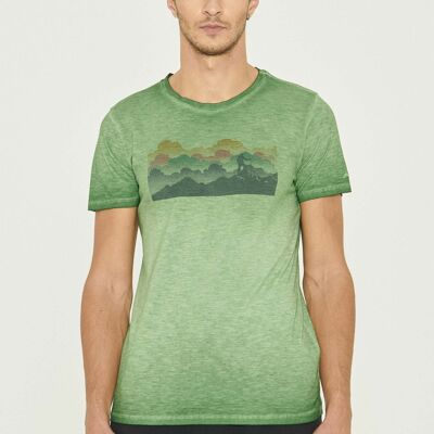 T-shirt tinta in capo realizzata in cotone biologico con stampa