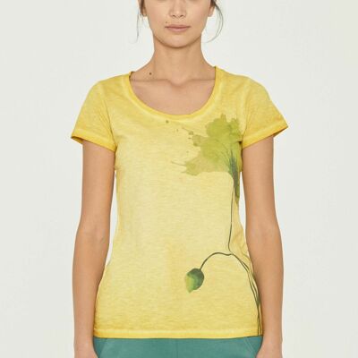 T-shirt tinta in capo realizzata in cotone biologico con stampa floreale