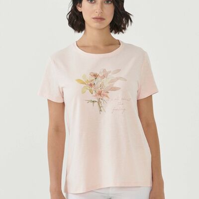 T-shirt in cotone biologico con stampa floreale