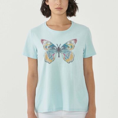 Camiseta de algodón orgánico con estampado de mariposas