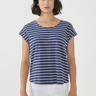 Striped T-shirt made of organic cotton and linen