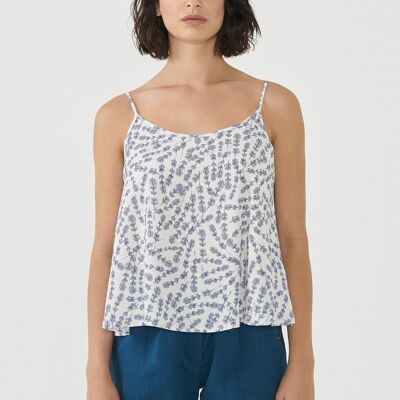 Spaghetti strap top made of TENCEL™ Lyocell with all-over print