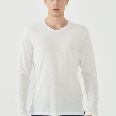 Long-sleeved shirt made of linen and organic cotton