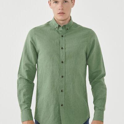 Long-sleeved shirt made of linen and organic cotton