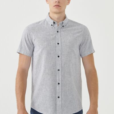 Linen blend short sleeve shirt