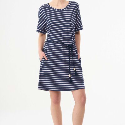 Striped jersey dress made of organic cotton and linen
