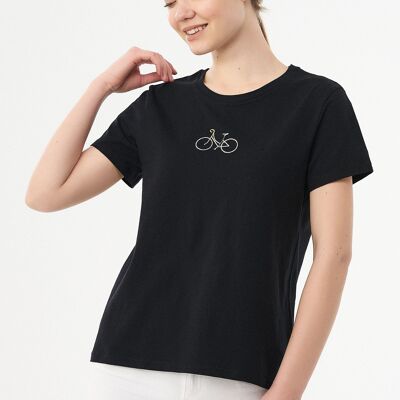 Organic cotton T-shirt with bicycle embroidery