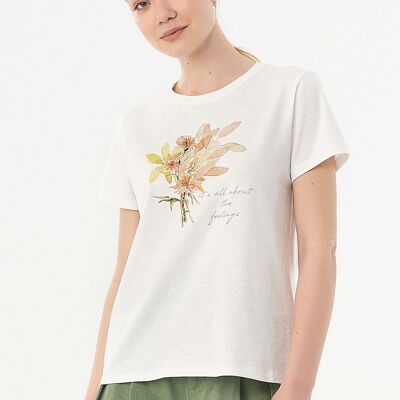 Organic cotton T-shirt with floral print