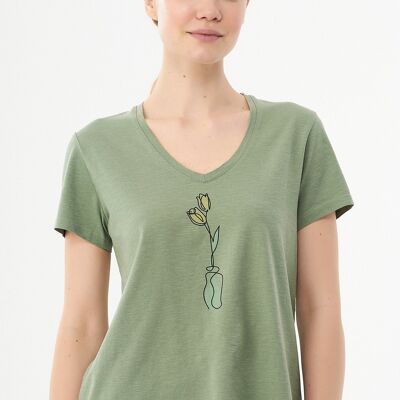 Organic cotton T-shirt with floral print