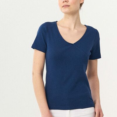 Organic cotton ribbed V-neck t-shirt