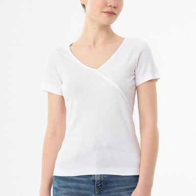 Organic cotton ribbed V-neck t-shirt