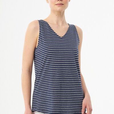 Striped linen blend top
