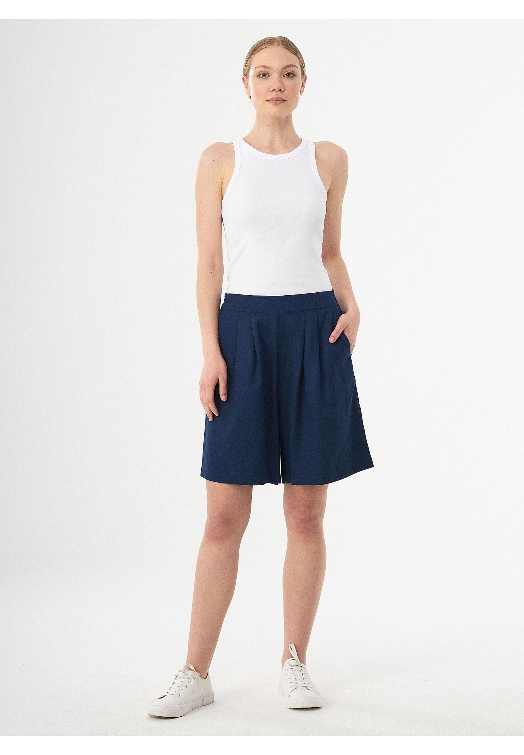 Shorts in TENCEL™ Lyocell con pieghe