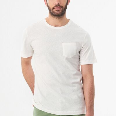 T-shirt en coton biologique et lin avec poche poitrine
