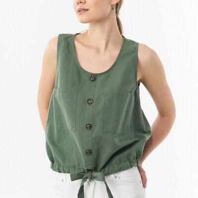Haut chemisier en lin et coton biologique avec poches