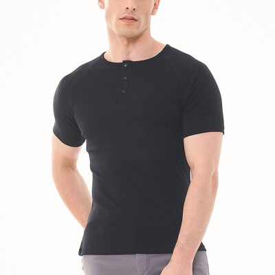 Maglia serafino in cotone biologico con maniche raglan